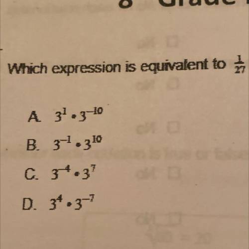 Which expression is equivalent to 1/27?