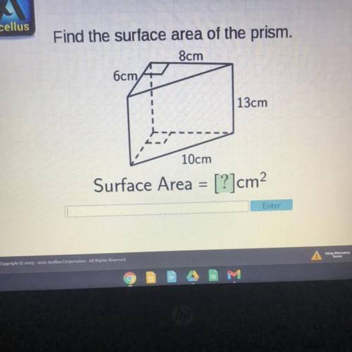 Help Now Please
Find The Surface Area Of The Prism?