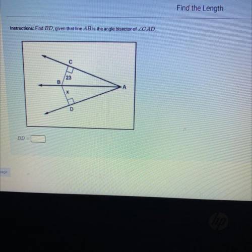 Find BD, given that line AB is the angle bisector of < CAD