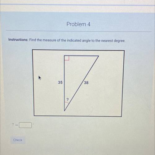 Instructions: Find the measure of the indicated angle to the nearest degree.