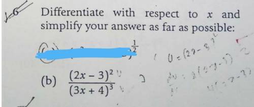 Hi, could someone help me differentiate Q6 b with the use if ln​