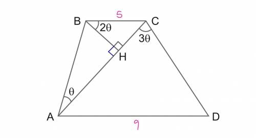 Pls, I need help!
In the figure, BC // AD, BC = 5cm and AD = 9cm.
Find the value of BH.