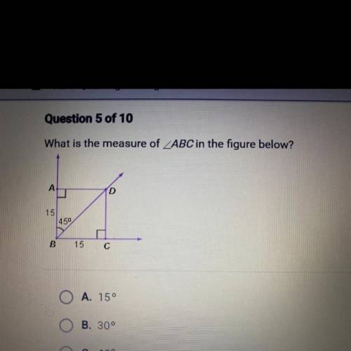 What is the measure of ABC in the figure below?