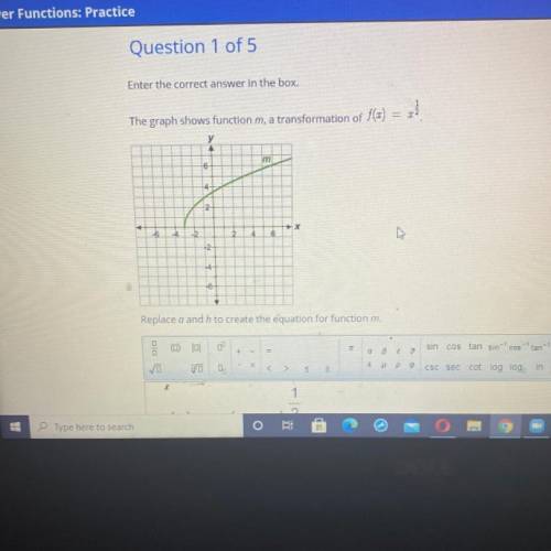 I need help ASAP 
Replace a and h to create the equation for function m