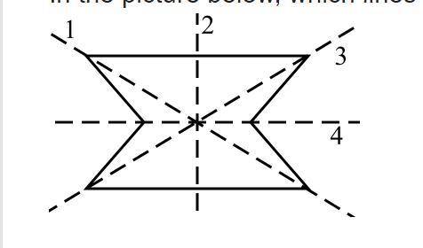 In the picture below, which lines are lines of symmetry for the figure?

A. only 2
B. 1, 2, and 3