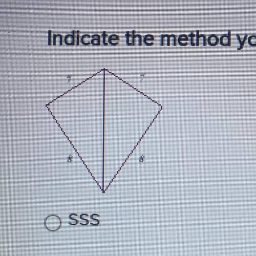 PLEASE HELP!!

Indicate the method you would use to prove the two ▵‘s ≅. If no method applies, ent