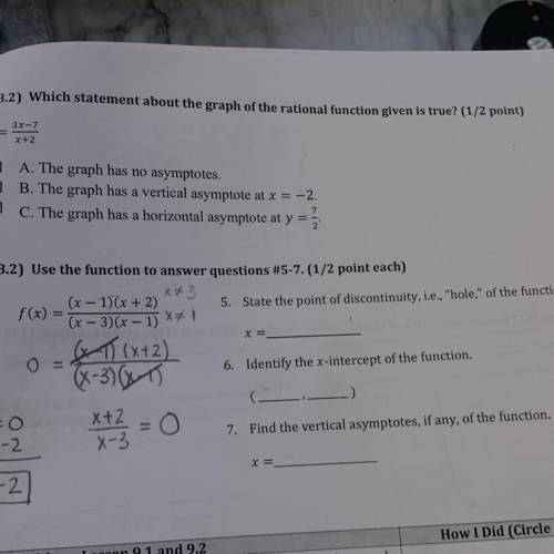 Use the function to answer questions #5-7. 
please help with both