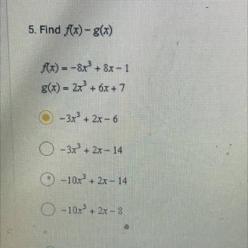 4. Find f(x) - g(x)
4 options to chose from