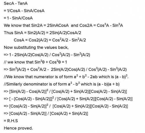 SecA-tanA=(cosA/2-sinA/2)/(cosA/2+sinA/2)​