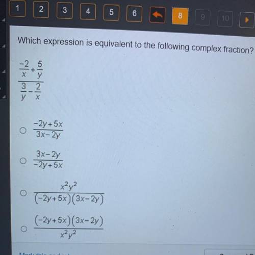 Which expression is equivalent to the following complex fraction?

-25
245 5
+
y
3 2
у