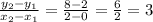 \frac{y_{2}-y_{1} }{x_{2}-x_{1}} = \frac{8-2}{2-0} =\frac{6}{2}=3