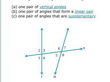 Identifying linear pairs and vertical angles