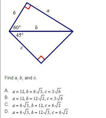 Analyze the diagram below and complete the instructions that follow. Find a, b, and c.