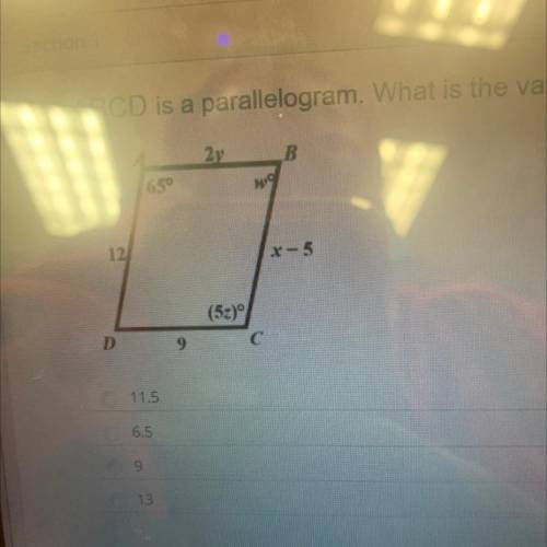 Abcd is parallelogram. what is the value of z