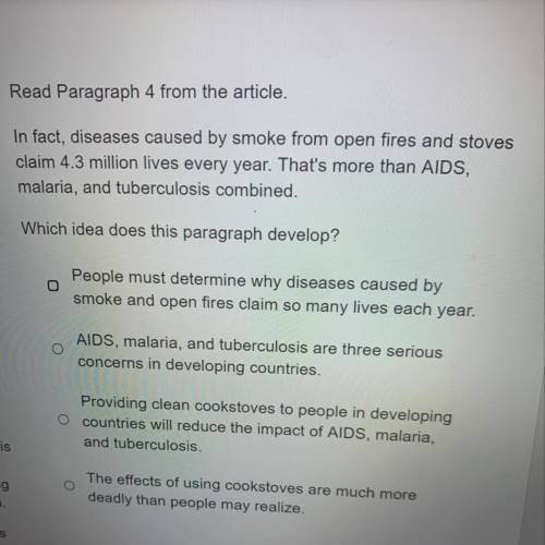 Read Paragraph 4 from the article.

In fact, diseases caused by smoke from open fires and stoves
c