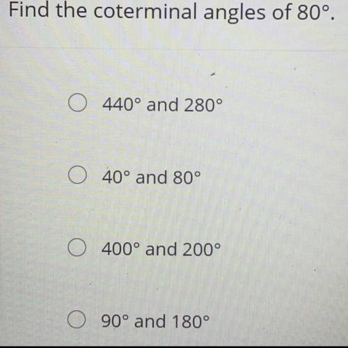 Find the coterminal angles of 80°