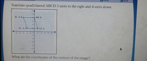 What are the coordinates of the vertices of the image?

A) A'(9,8), B'(-3,-4), C'(1, 2), and D'(1,