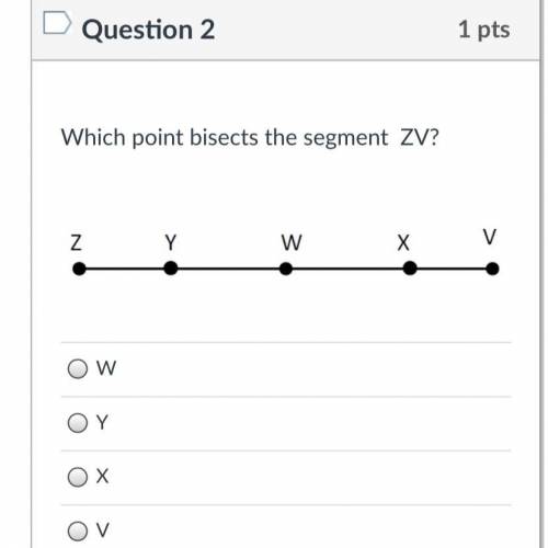 Which point bisects the segment ZV?