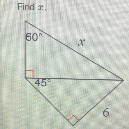 I need some help with this question. it says find x