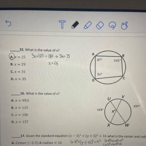 HELP WITH 16 What is the value of X