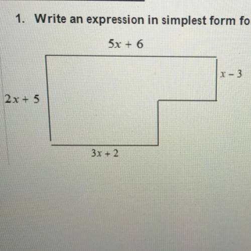 1. Write an expression in simplest form for the area of the figure below:
(answer pls)