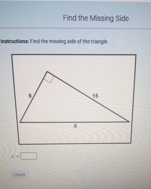 Find the missing side of the triangle.​