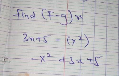 The domain for f(x) and g(x) is the set of all real numbers.

Let f(x) = 3x + 5 and g(x) = x2.
Find