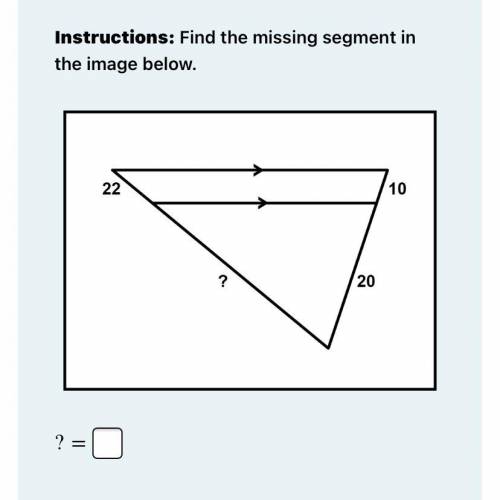Instructions: Find the missing segment in the image below.
Triangle with a missing segment.