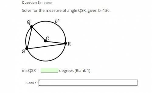 Solve for the measure of angle QSR, given b=136.