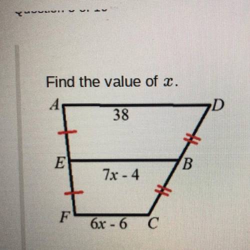 Find the value of x.
A. 5
B. 31
C. 7
D. 11