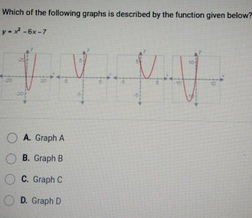 Which of the following graphs is described by the function given below? y = x2 - 6x-7 ​