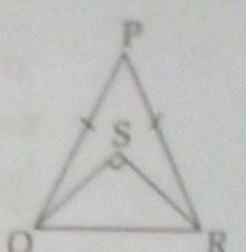 In the figure. PQ = PR and AQSR = 90°. Write the name of an isosceles triangle and a right angled t