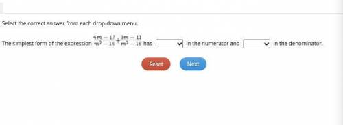 Select the correct answer from each drop-down menu. The simplest form of the expression has in the