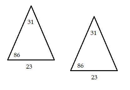 From the diagram, you can say that the two triangles are

Not congruent
congruent by ASA
congruent