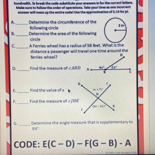 I need help with C,D,E,F,G thank you