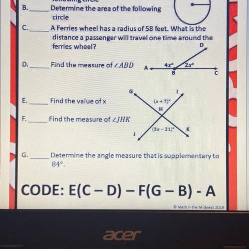 I NEED HELP ON C,E,F,G PLEASE ASAP
