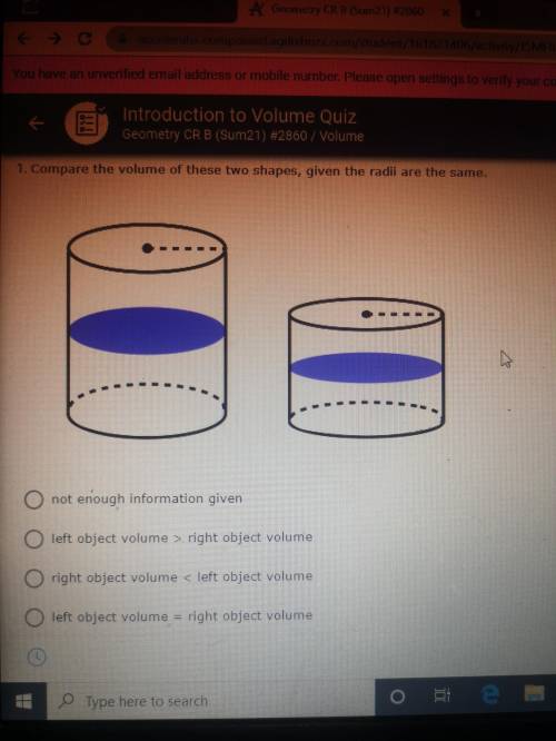 HELP ASAP
Compare the volume of these two shapes, given the radii are the same.