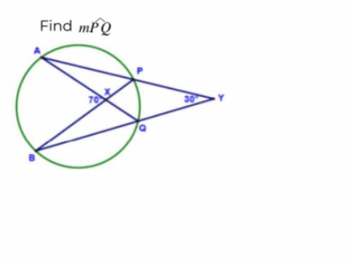 Find the measure of arc PQ