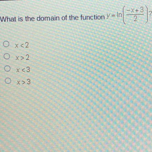 What is the domain of the function
v=m***
O x2
O
O O xe3
o
X> 3
ASAP
