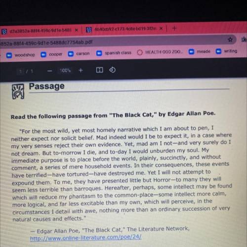 Click to read the passage from The Black Cat, by Edgar Allan Poe. Then

answer the question.
Wha