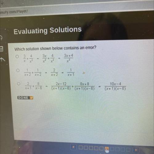HELP FAST Which solution shown bellow contains an error