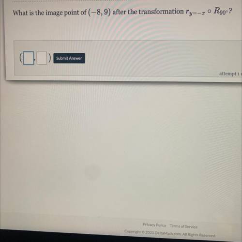 What is the image point of (-8,9) after the transformation ry=-x
O
R90°?