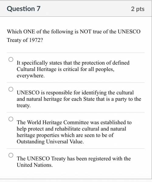 Which ONE of the following is NOT true of the UNESCO Treaty of 1972?