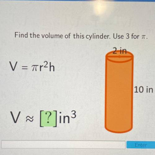 Find the volume of this cylinder please. ASAP