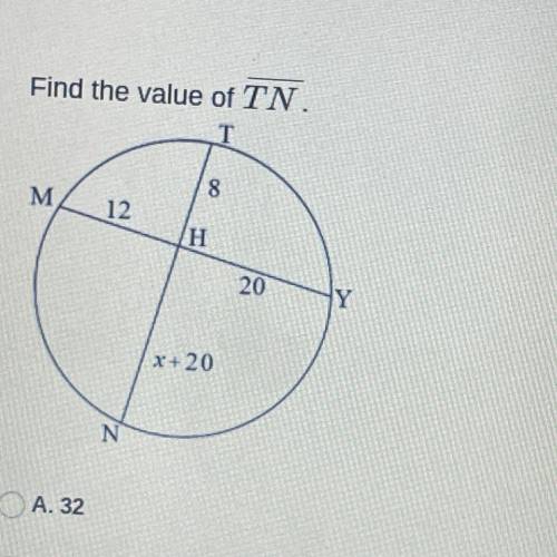 Find the value of TN. PLEASE HELP ASAP!!!
A. 32
B. 10
C. 30
D. 38