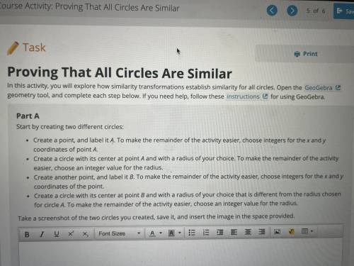 ASAP please

Start by creating two different circles:
Create a point and label it a to make the re
