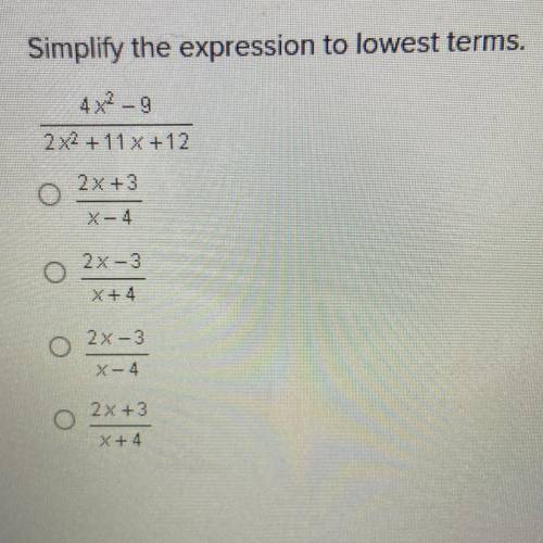 Simplify the expression to lowest terms.
4x2-9/2 x2 + 11 x +12