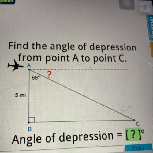 Find the angle of depression from point A to point C