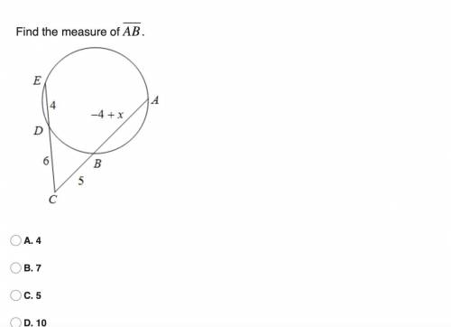 NEED HELP ASAP
Find the measure of AB