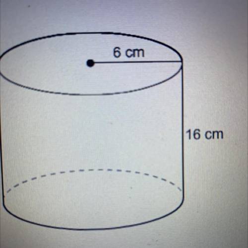 What is the volume of the cylinder?
•576 cm3
•2887 cm3
•96 cm3
•192 cm3
